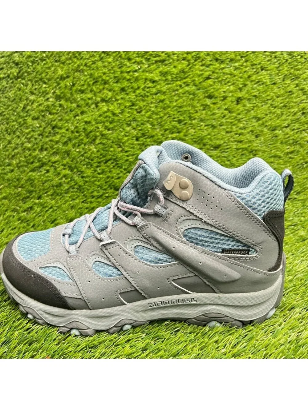 Merrell Moab 3 Mid Waterproof Boys Size 4.5Y Gray Blue Outdoor Hiking Boots